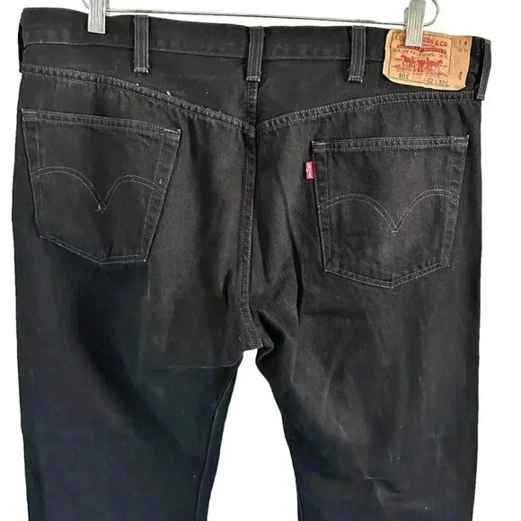 Levi's 501 xx Jeans Men's 42x32 Black 100% Cotton Denim Button Fly - Picture 3 of 16